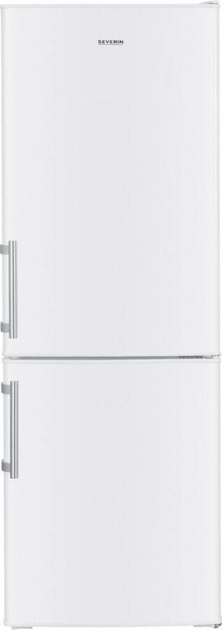 Severin DT 8770 Koel vriescombinatie met onder vriesgedeelte (dubbele deur) Wit 173 liter (151 52) EEG: C Groentebox LED verlichting 4* vriesvak openingsalarm verstelbare planken Afneembare deurscharnieren 142 5x49 5x56 0cm