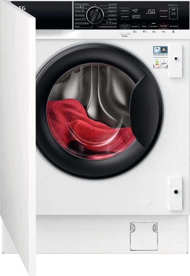 AEG Series 8000 LWR8WI7680 Voorbelading Ingebouwd Wit Links Zwart Knoppen Draaiknop
