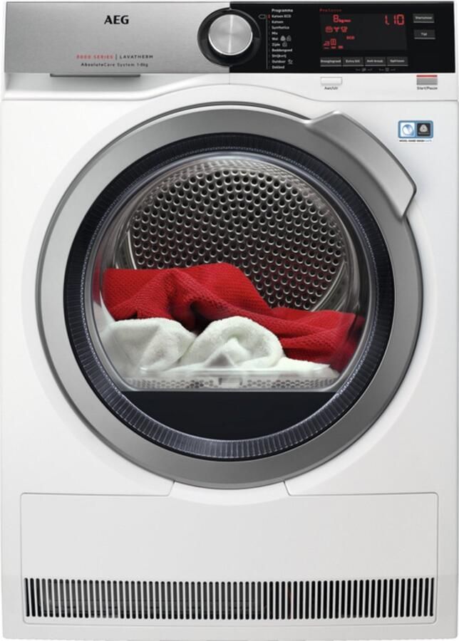 AEG T8DEN86CS Vrijstaand Voorbelading Wit 8 kg