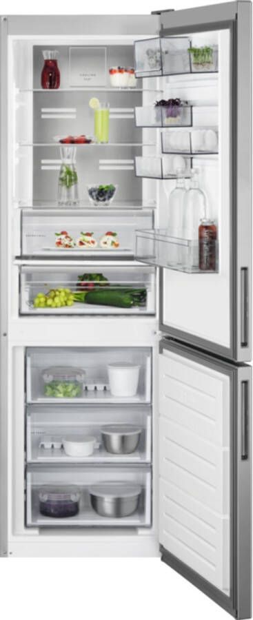 AEG RCB732E5MX koel-vriescombinatie Vrijstaand 331 l E Grijs Roestvrijstaal