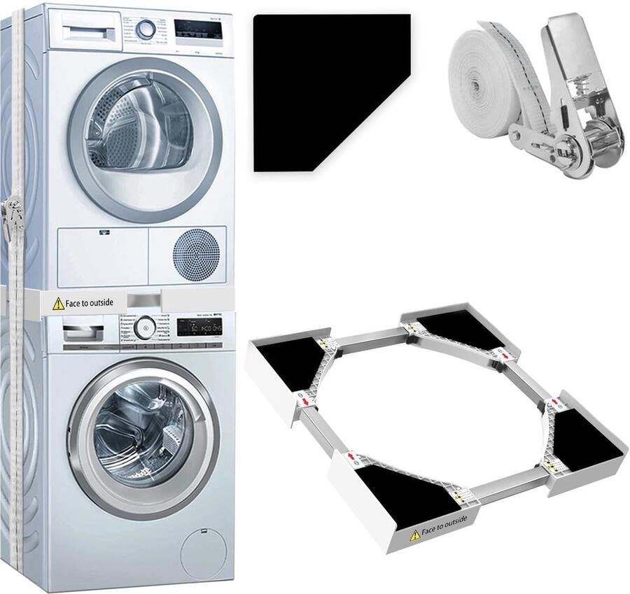 AIMASON Wasmachine & Droger Stapelrek Universeel Verbindingsframe Stapelkit Verstelbaar 50 x 50–70 x 70 cm