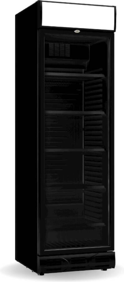 Alfa Horeca Display Koelkast Zwart Met Slot Glazen Deur 385 Liter 595 x 650 x 2000 mm - Foto 1