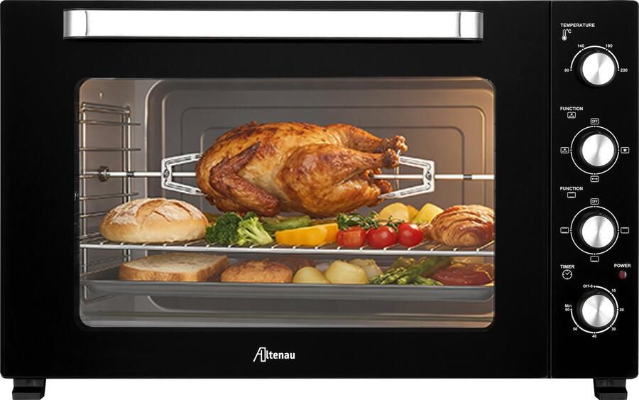 Altenau Elektrische Oven 58L – 2000W – Convectie & Rotisserie – Dubbele Glazen Deur