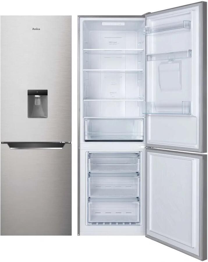 Amica AFN8322DX No*Frost Koel-Vriescombinatie Waterdispenser 2 l 322 l Roestvrijstaal 185.5 cm Hoog 60 cm Breed