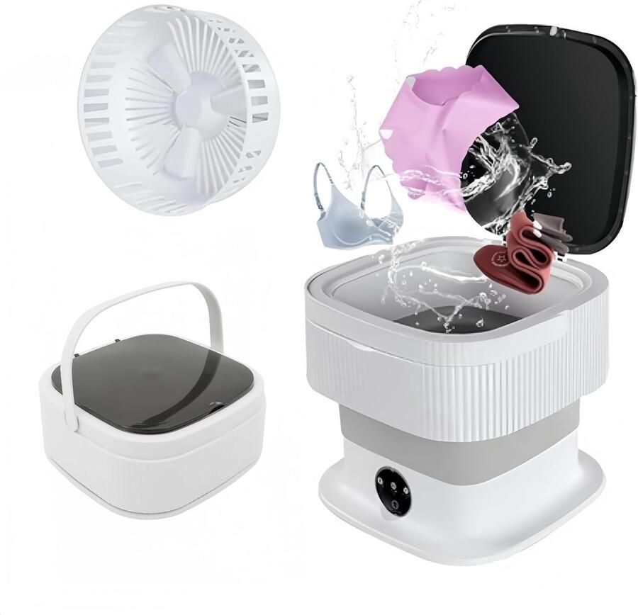ApexArte Draagbare Mini-wasmachine Opvouwbare Wasmachine Klein Wasgoed Wassen 3 Reinigingsstanden Grijs