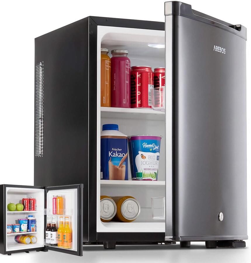 Arebos 40L Mini koelkast stil compact minibar met slot LED zwart kantoor home
