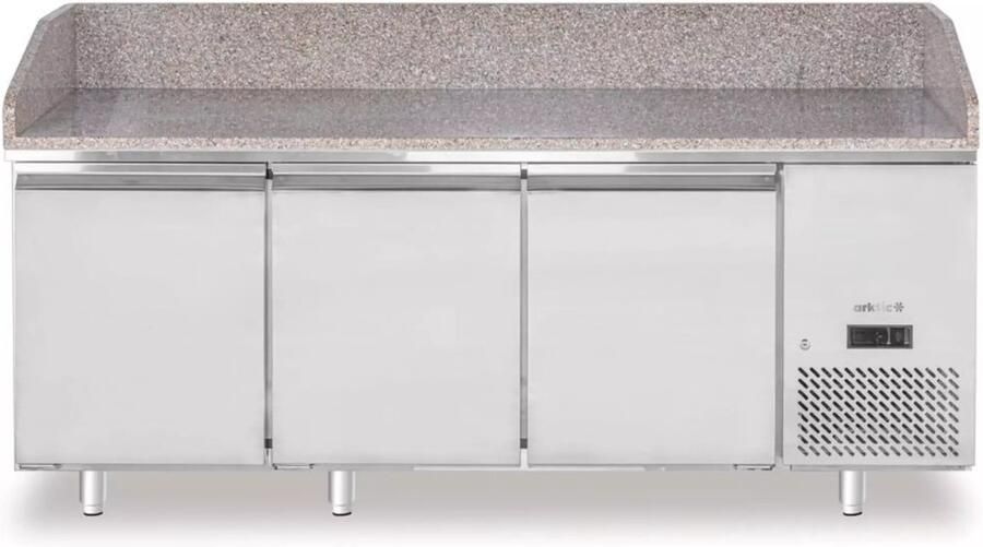 Arktic Pizzakoelwerkbank 3-deurs rvs graniet grijs 201x80x87 5 cm koelen horeca