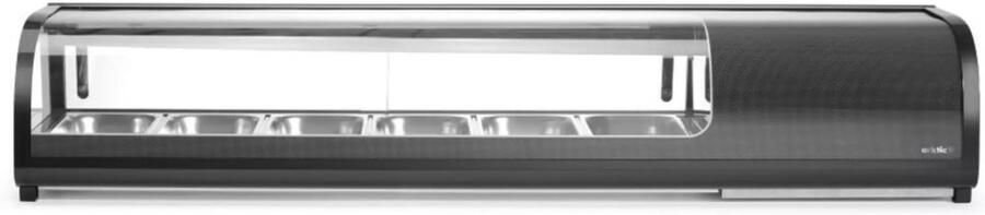 Arktic sushi koelvitrine rvs en gehard glas 152 9x42 6x29 6 cm zwart 6x GN 1 3