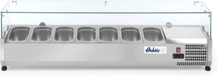 Arktic Opzetkoelvitrine GN 1 4 – 7 bakken – digitaal display – roestvast staal – 1505 mm