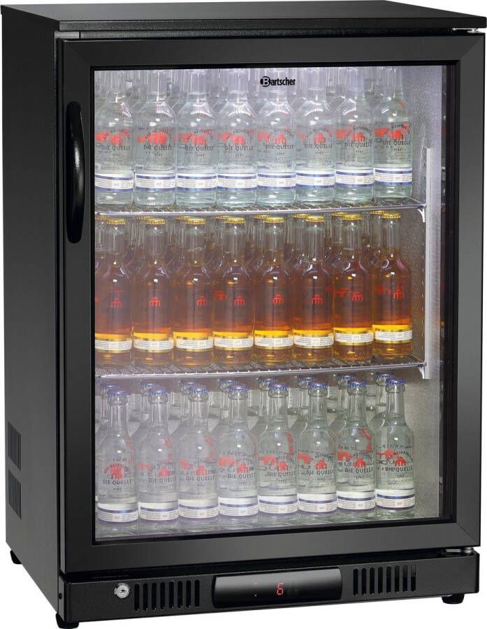 Bartscher Barkoelkast 124L Zwart Glazen Deur 230V 600x550x850mm Horeca Koelkast