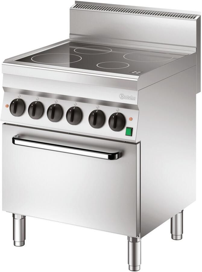 Bartscher Fornuis Elektrisch 4 Kookplaten 2x 2.5kW + 1x 1.8kW + 1x 1.2kW Elektrische Oven 4.2kW 700x650x870mm Horeca Oven Horeca Fornuis