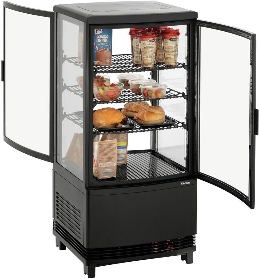 Bartscher Mini-koelvitrine 4 Niveaus 75L Led 425x425x915mm