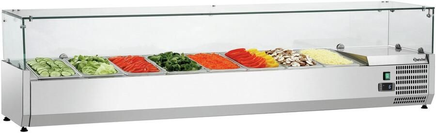 Bartscher Opzetkoelvitrine GL3-1801 8x 1 3 GN RVS & Glas 0°C +10°C 1800x390x459mm - Foto 2