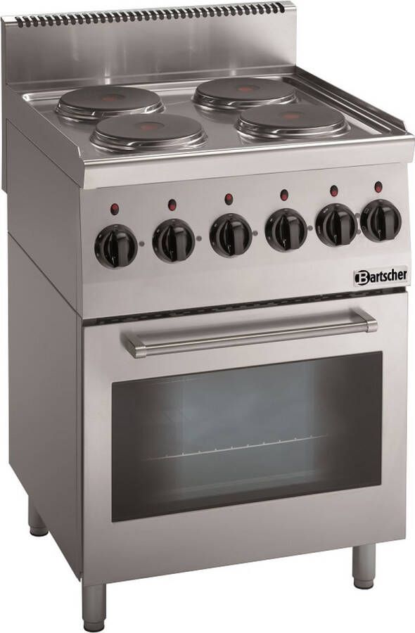 Bartscher Fornuis Elektrisch EO 4 Kookplaten 4x 2kW Elektrische Oven 58L 2.2kW 600x600x900mm Horeca Oven Horeca Fornuis