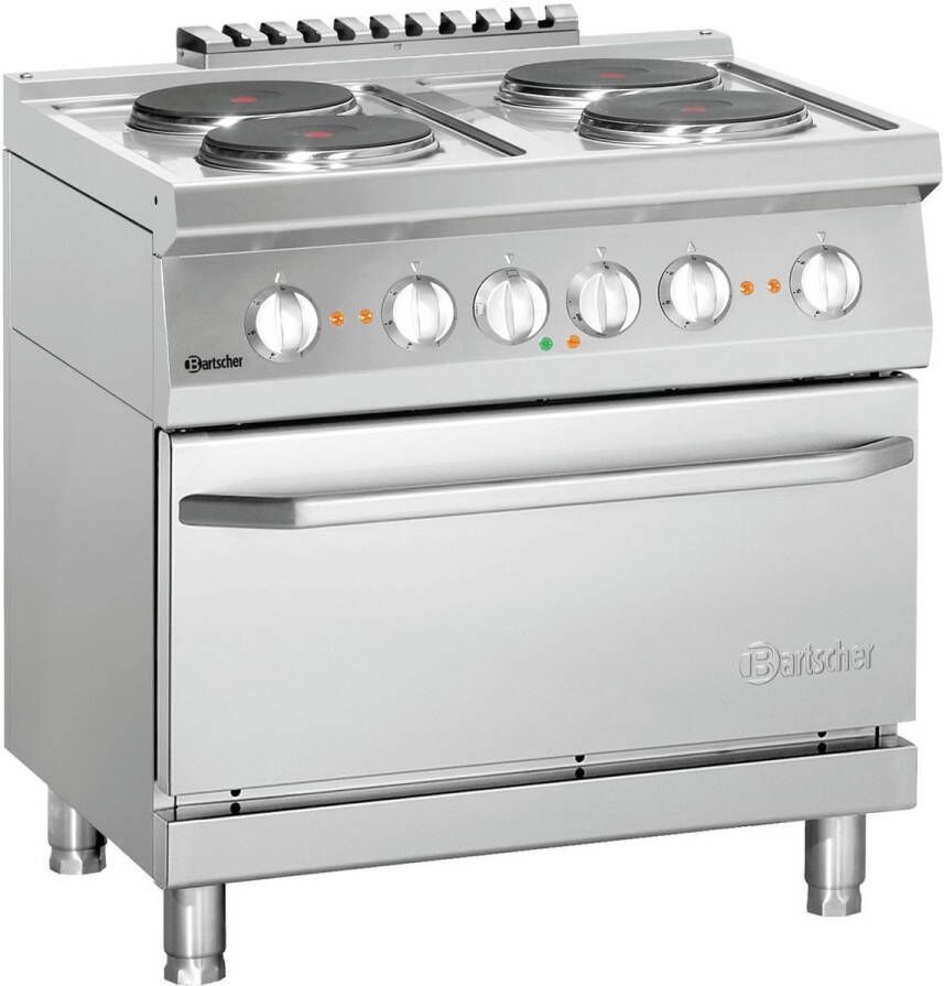 Bartscher Elektrisch Fornuis 700 B800 EO 4 Kookplaten Elektrische Oven 2 1 GN 21-2 kW 800x700x850mm Horeca Oven Horeca Fornuis