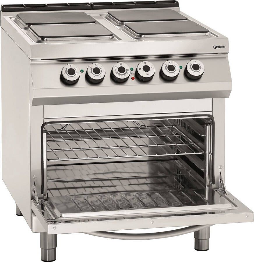 Bartscher Fornuis EO Elektrisch 4 Kookplaten 4kW Elektrische Oven 2 1 GN 800x900x900mm Horeca Oven Horeca Fornuis