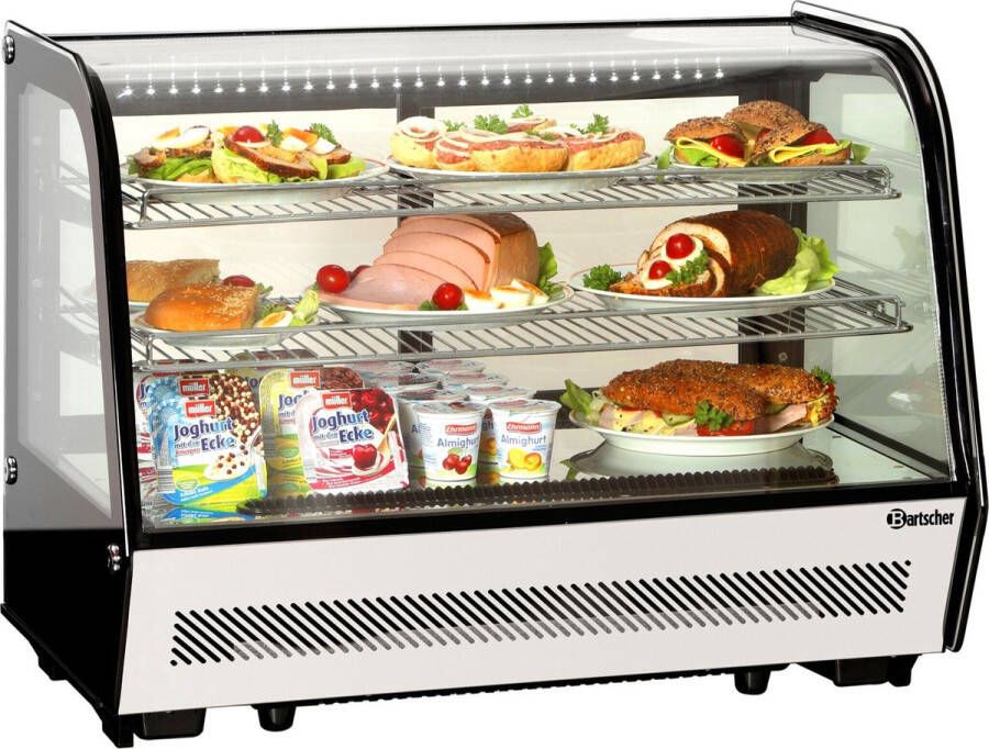 Bartscher Koelvitrine 160L Zwart RVS 3 Schappen + Digitaal Display 885x580x690mm