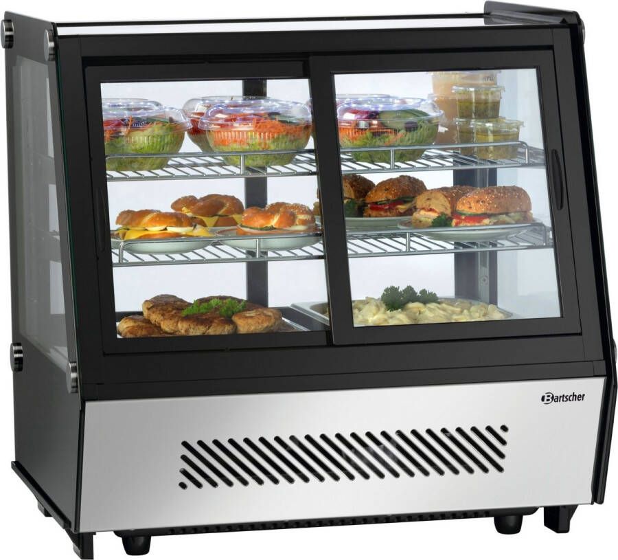 Bartscher Koelvitrine 120L Convectiekoeling Zwart RVS LED 710x568x686mm