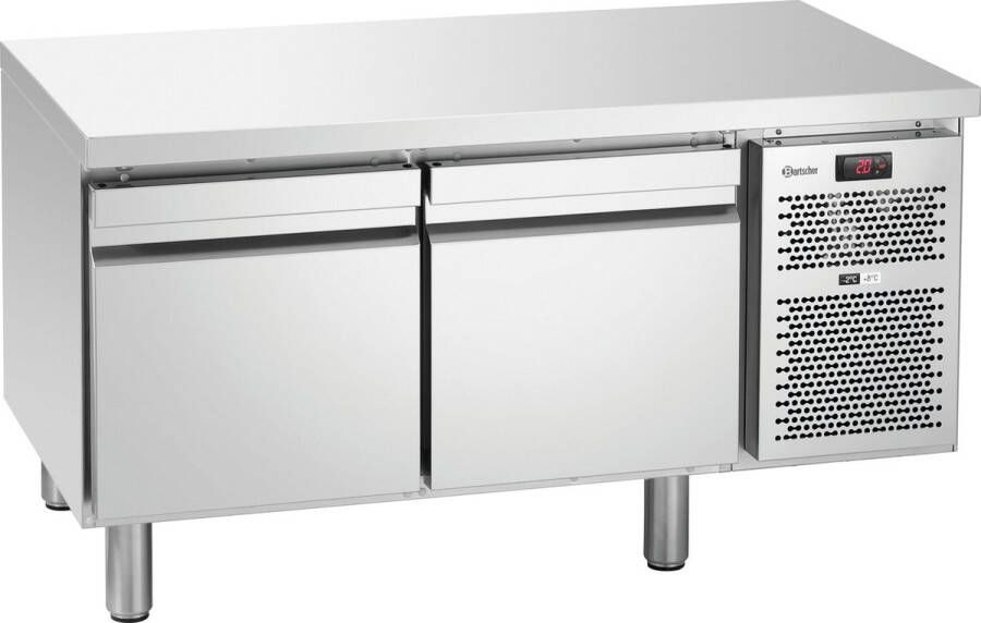 Bartscher Koelwerkbank Laag Model Energiezuinig 180L 2 Laden 1 1 GN -2°C +8°C Geforceerd 1200x660x640mm