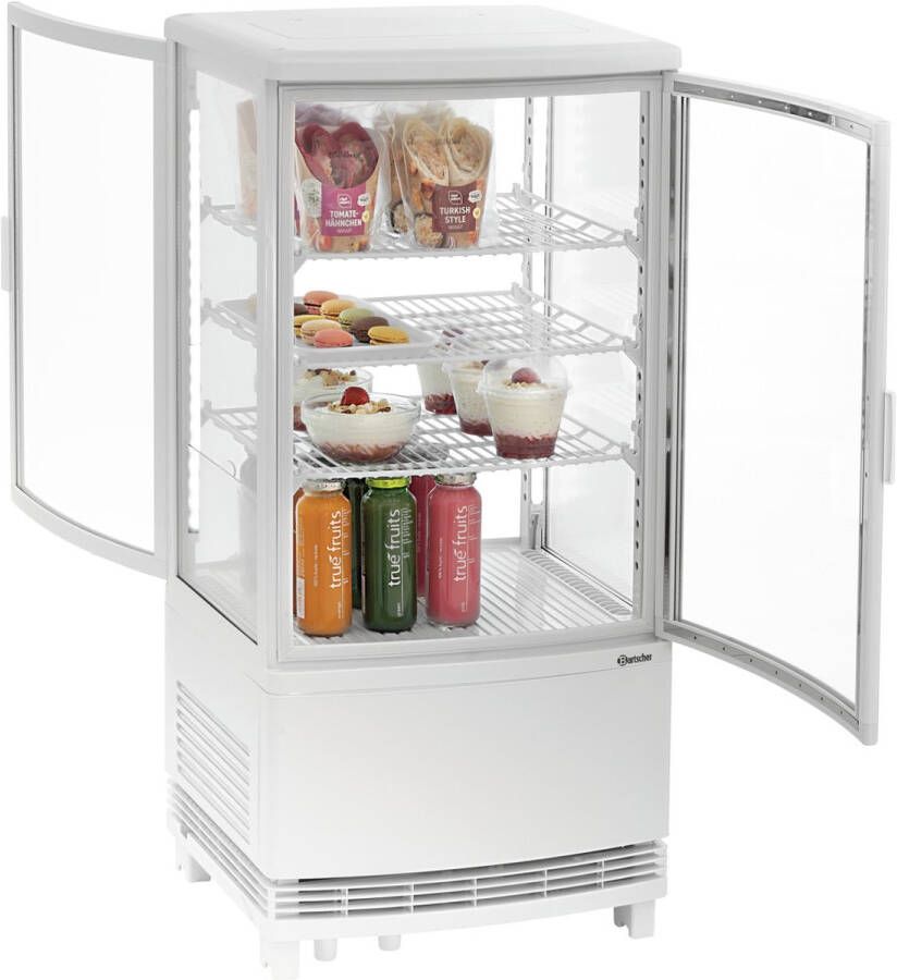 Bartscher Mini-koelvitrine 75L Wit 4 Niveuas Led 430x430x913mm