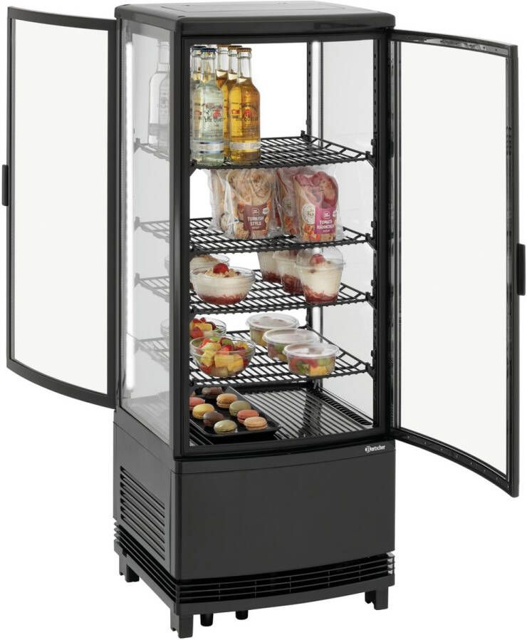 Bartscher Mini-koelvitrine 98L 4 Niveaus Led 425x425x1090mm
