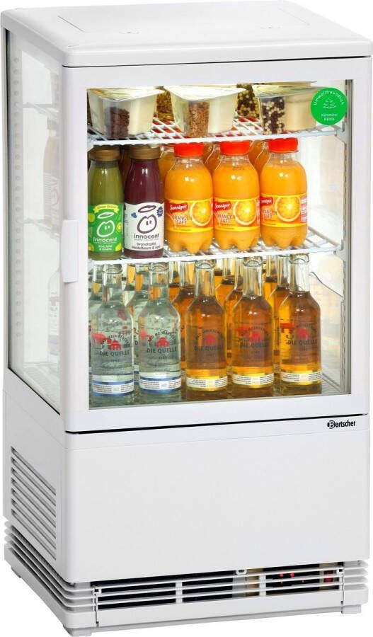 Bartscher Mini-koelvitrine 58L Wit 2 roosters LED-verlichting 435x385x805mm