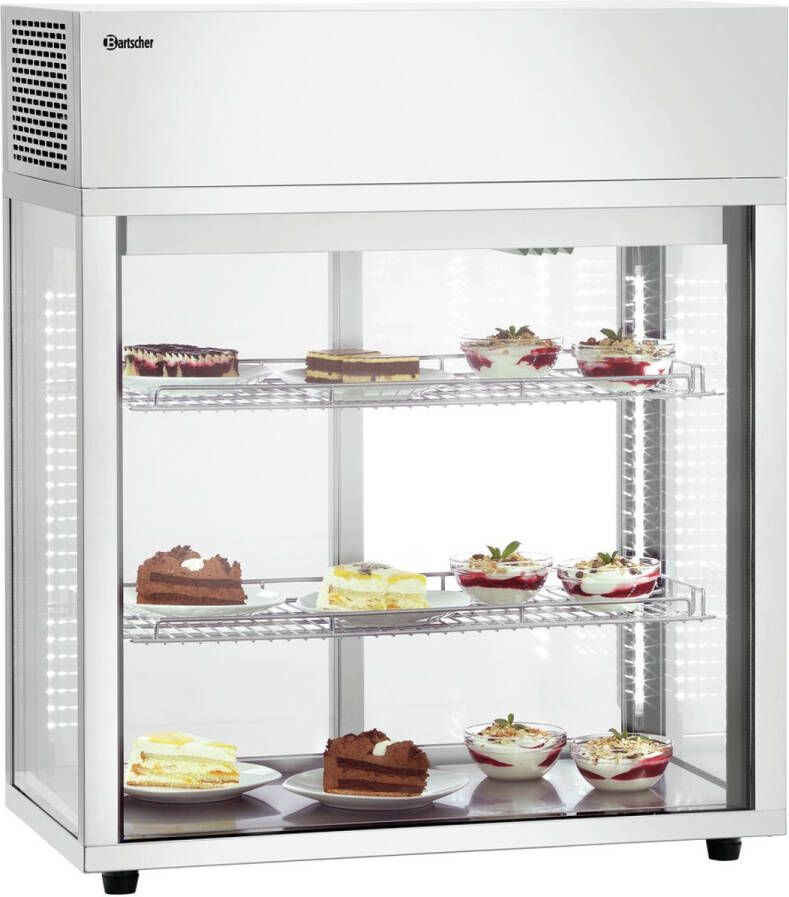 Bartscher Tafelmodel Koelvitrine 177L LED Verlichting Schuifdeuren Glas -1°C +7°C 805x445x935mm