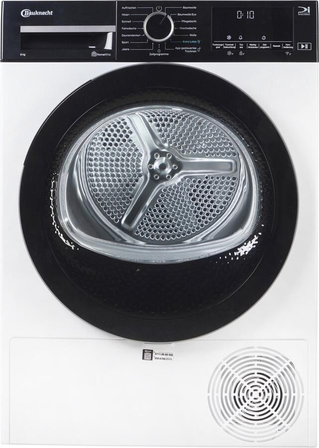 Bauknecht BTSV 87A WB Warmtepompdroger 8 kg A label Duits display