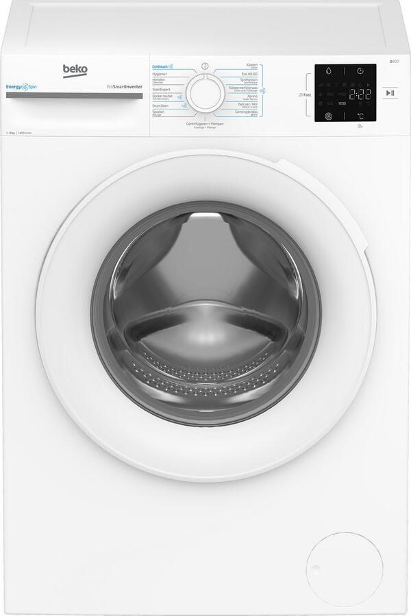 Beko BM3WFU38412CW EnergySpin vrijstaande wasmachine voorlader