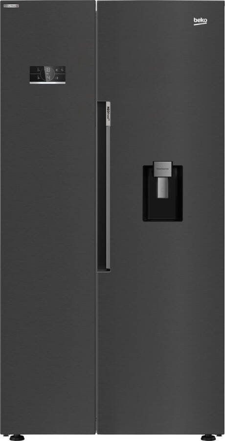 Beko GN163241DXBRN Vrijstaand Amerikaanse deur Zwart Deur-op-deur Knoppen Glas