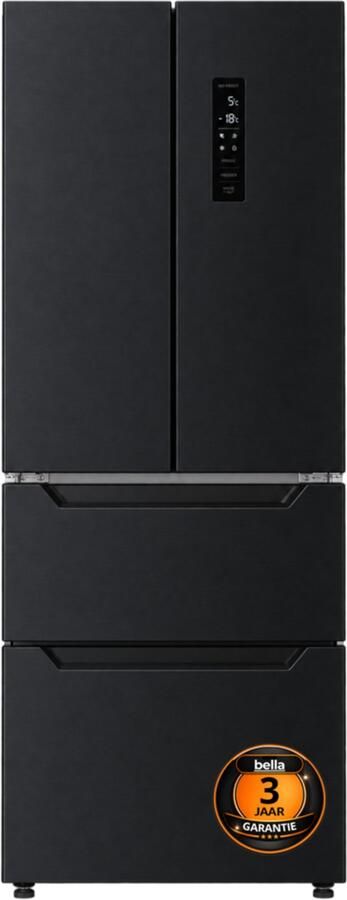 Bella BFS435.1DIE French Door koelkast Amerikaanse Koelkast No Frost – energielabel E Dark Inox 3 jaar garantie Koelvriescombinatie