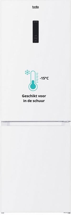 Bella BKGC340-NFD-040CW Koelvriescombinatie No Frost Energielabel C 337 Liter Geschikt voor schuur Wit- Zeer stil: 39DB Supervriezen koelvriescombinatie vrijstaand koelvriescombinatie no frost