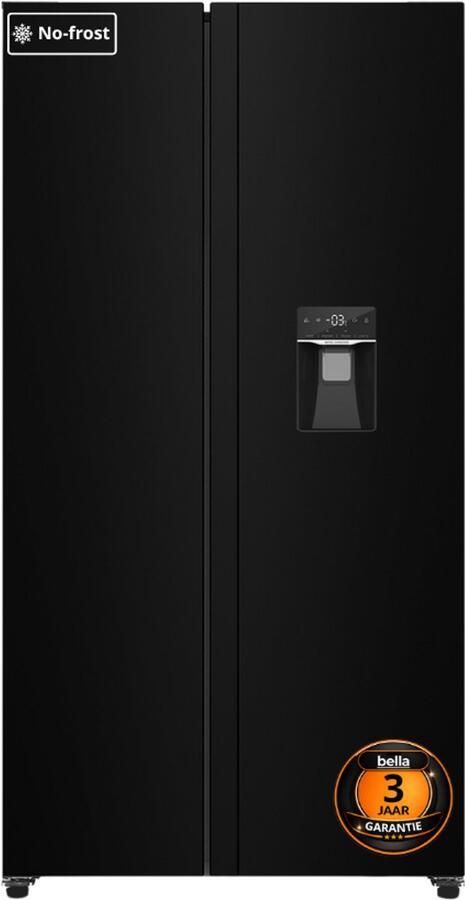 Bella BSBS-455.1WBE Amerikaanse koelkast Waterdispenser Display No Frost 439 Liter Zwart - Foto 3