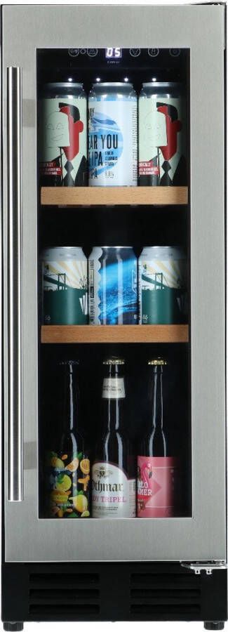Bierkoelkast.nl Bierkoelkast Melbourne glazen deur met RVS rand 48 flessen Koelkast horeca Bier koelkast voor Thuis Flessenkoelkast- Drank koelkast Bierkast