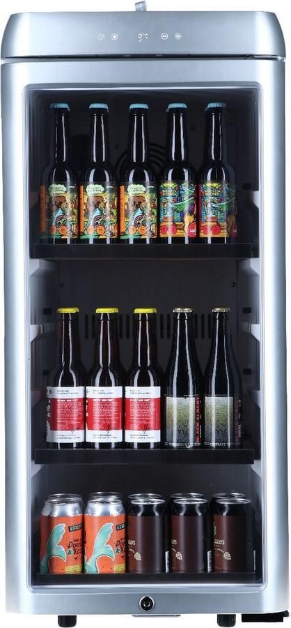 Bierkoelkast.nl Bierkoelkast Amsterdam Zilver glazen deur 85 flessen Koelkast horeca Bier koelkast voor Thuis Flessenkoelkast- Drank koelkast Bierkast