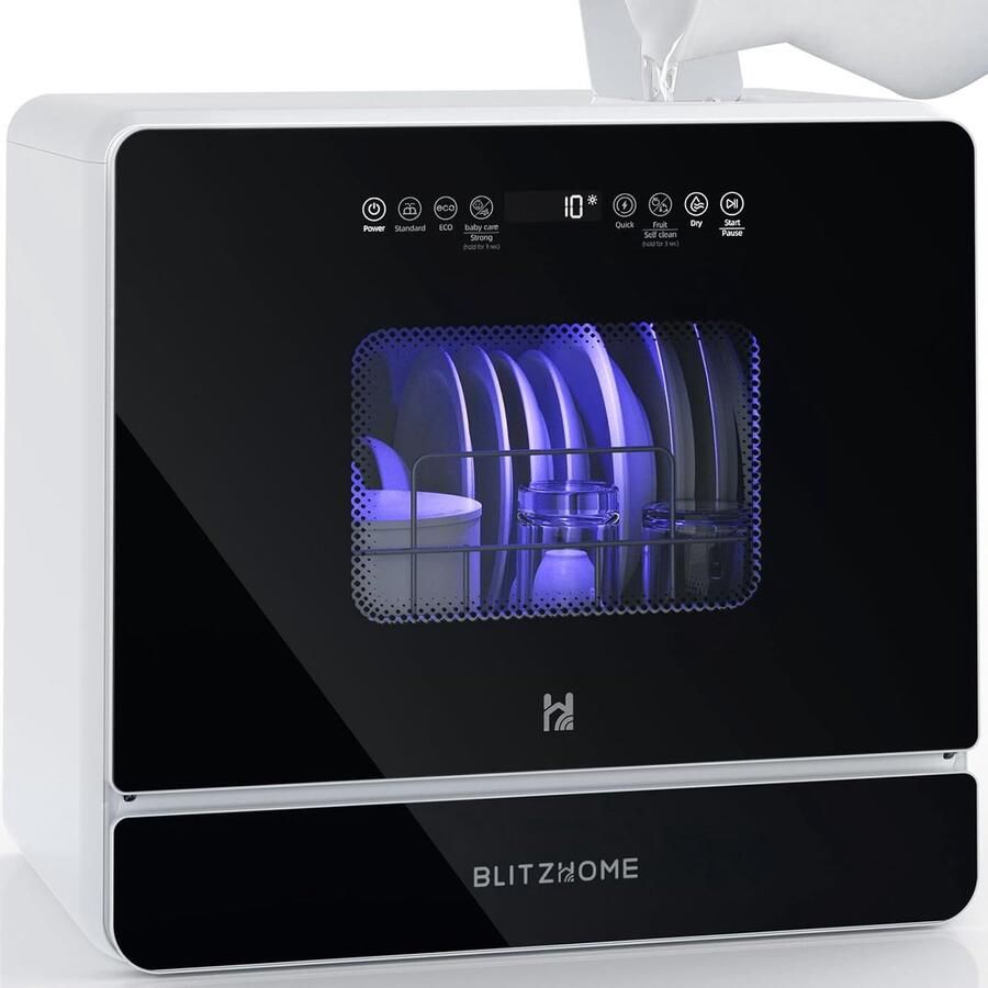 BlitzHome Mini Vaatwasser – Draagbare Tafelvaatwasser met Touchbediening 9 Programma's 5 2L Tank Droogfunctie Startvertraging - Foto 1