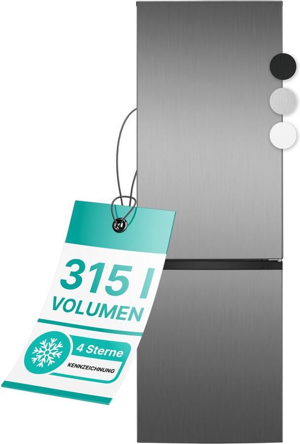Bomann KG 7357 Koel-vriescombinatie 315 Liter Energieklasse C 40 dB Inox Look