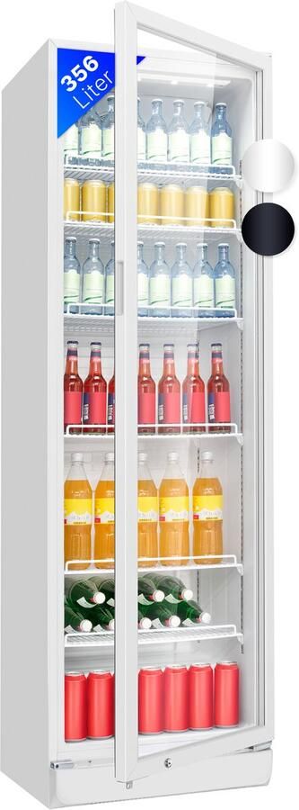 Bomann KSG 7351 – Glasdeur koelkast – Horeca Koelkast – 194 5 cm hoog – 347 Liter – drankkoelkast – wit – Energieklasse D