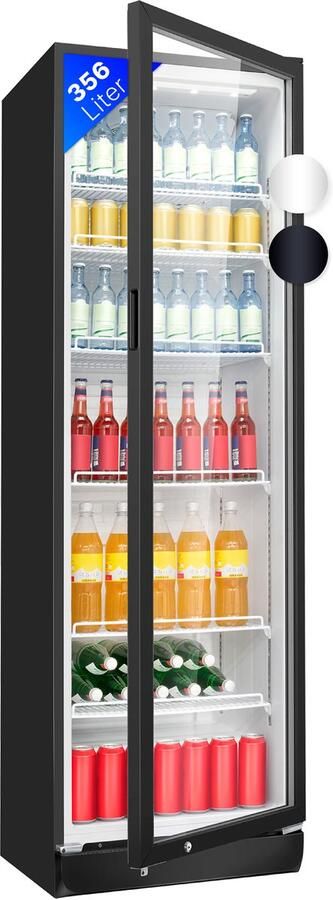 Bomann KSG 7351 – Glasdeur koelkast – Horeca Koelkast – 194 5 cm hoog – 347 Liter – drankkoelkast – zwart – Energieklasse D