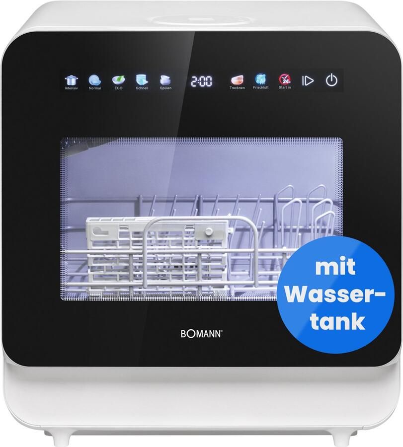 Bomann TSG 5702 Mini vaatwasser met en zonder wateraansluiting te gebruiken 5 Liter reservoir Energieklasse C