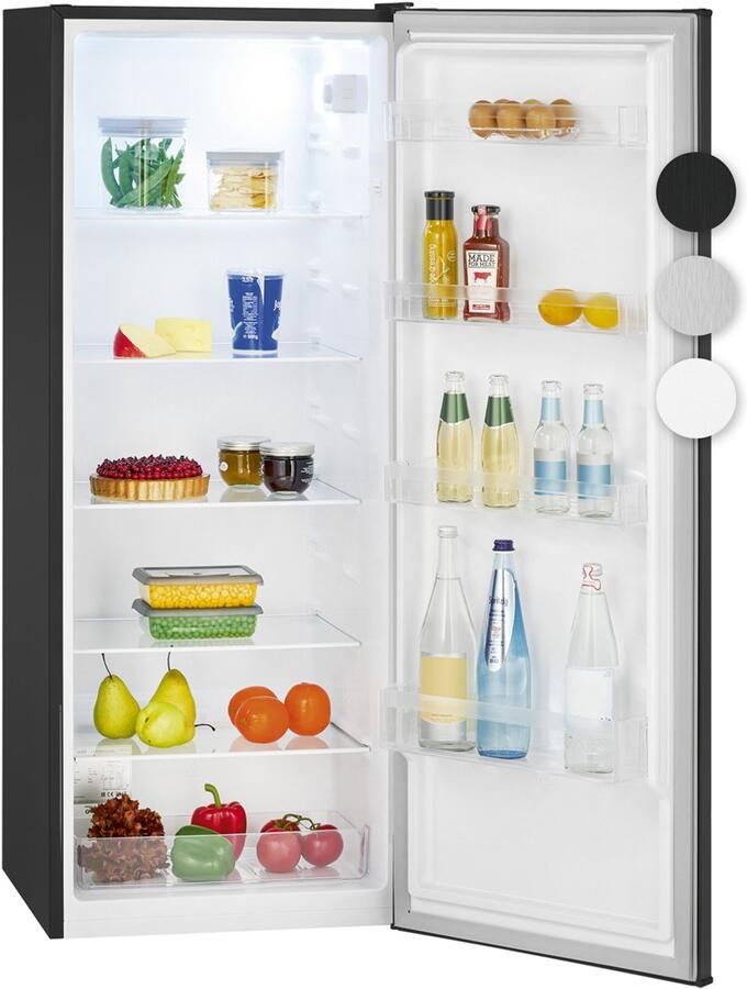 Bomann VS 7363 – Kastmodel Koelkast zonder vriesvak – 143 cm hoog 242 Liter – Energieklasse D – Stil (39dB) Dark Inox look
