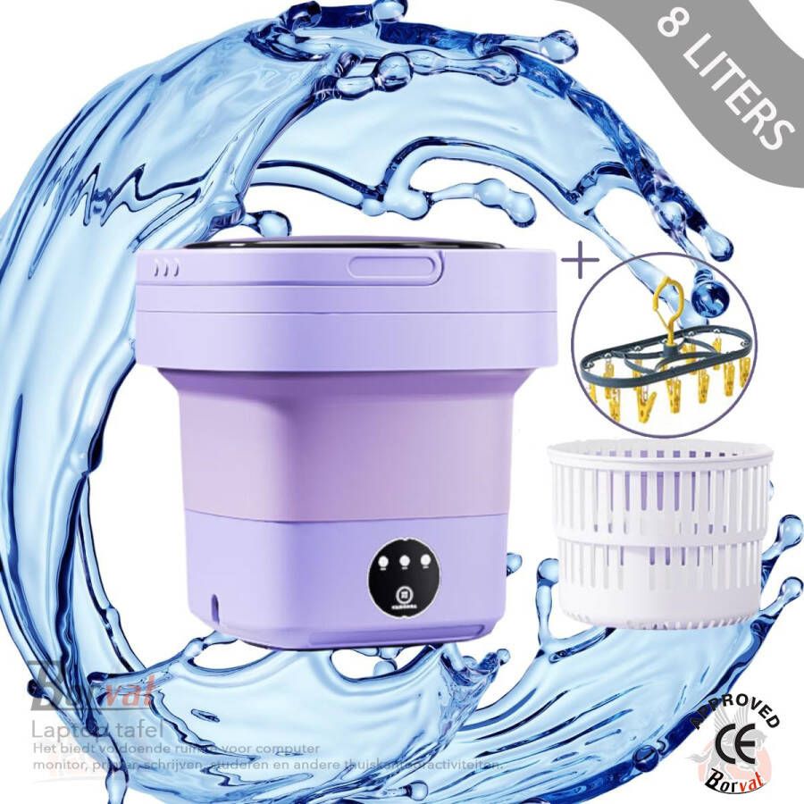 Borvat | 1 stuks 2 64 gal opvouwbare wasmachine intelligente timing geïntegreerd wassen en uitdrogen laag geluidsniveau wasmachine met drie modi