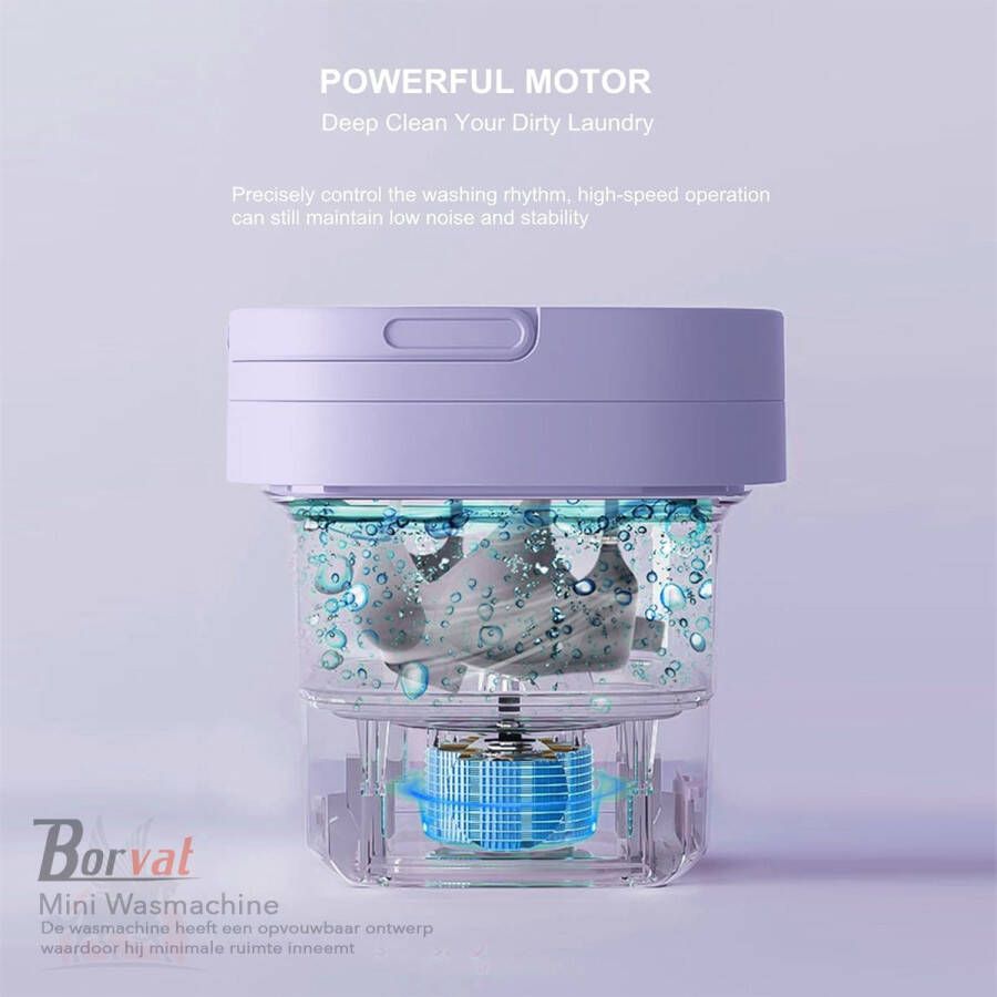 Borvat | 1 stuks 2 64 gal opvouwbare wasmachine intelligente timing geïntegreerd wassen en uitdrogen laag geluidsniveau wasmachine met drie modi - Foto 2