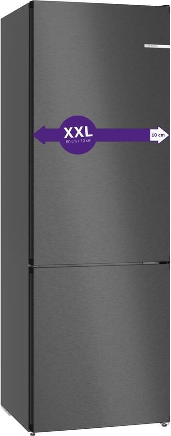 Bosch KGN492XCF Serie 4 Vrijstaande koel-vriescombinatie Zwart Extra breed No Frost nooit meer ontdooien VitaFresh XXL 0°C: houd etenswaren langer vers met extra ruime vershoudlades- Energielabel C Zeer stil