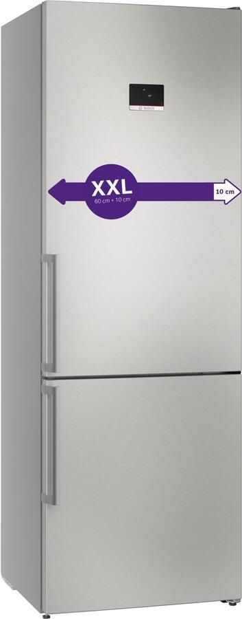 Bosch KGN49AIBT Serie 6 Koelkast Koel-vriescombinatie 203 x 70 cm Extra breed RVS Energielabel B Zeer stil- Total No Frost: Nooit meer ontdooien VitaFresh XXL 0°C: houd etenswaren langer vers met extra ruime vershoudlades