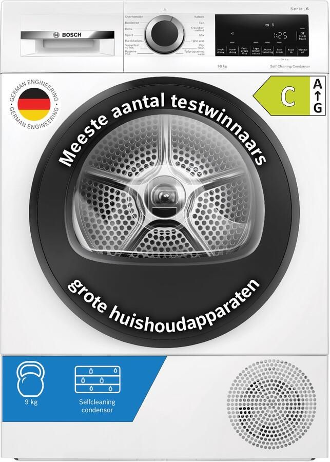 Bosch Serie 6 WQG245D5NL Wasdroger Zelfreinigende condensor Blijvend energiezuinig Warmtepompdroger Zeer stil Droogt zoals jij wilt met AutoDry
