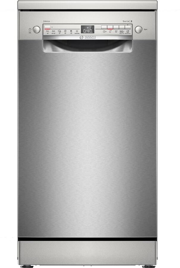 Bosch SPS2HK155E – Vrijstaande vaatwasser – 45 cm – Geborsteld staal – Home Connect