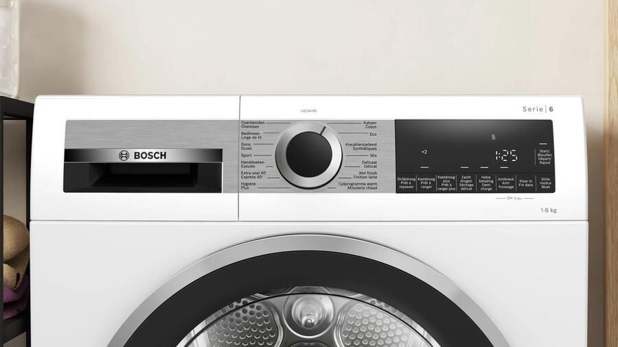‎Bosch WQG233DLFG Serie 6 Warmtepompdroger – 8 kg – Energieklasse A+++ – SelfCleaning Condenser – Stil & Zuinig