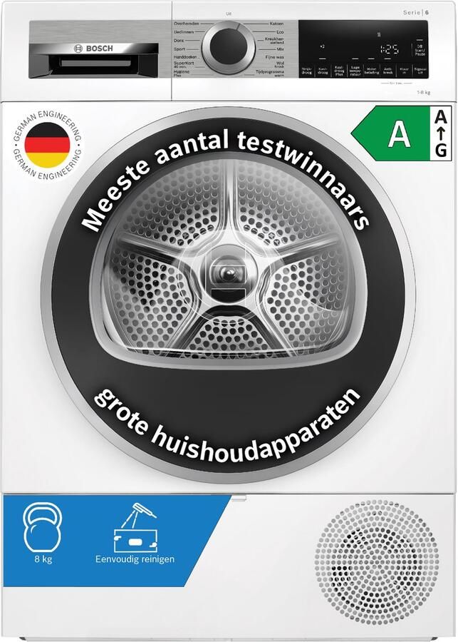 ‎Bosch WQG233DLNL Serie 6 Warmtepompdroger Wasdroger Energielabel A++ 8 kg