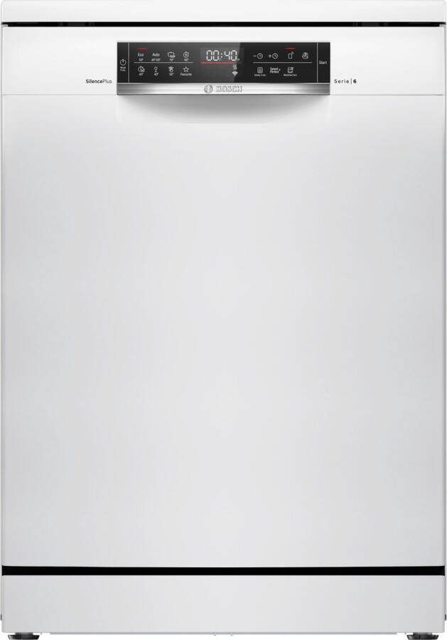 Bosch Serie 6 SMS6ECW04E Vaatwasser- Vrijstaande vaatwasser -60 cm Wit Stil- Efficient Dry: verbeterde droogprestaties door de automatisch geopende deur VarioLade: een lade voor bestek klein kookgerei en zelfs kleine kopjes